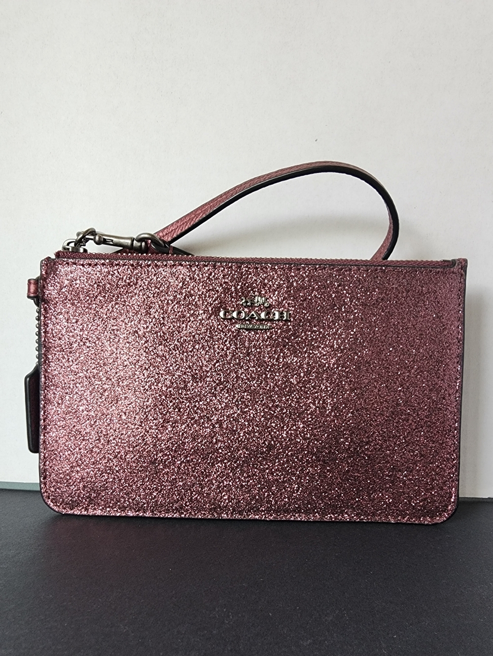 SOLD✨️NWOT✨️ Coach Glitter Wristlet, Gun Metal Hardware, 2015
